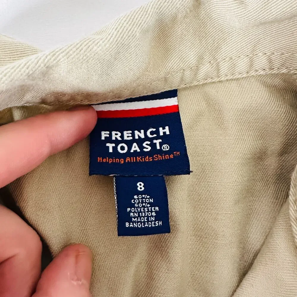 French Toast Khaki School Uniform Safari Shirt Dress Sz 8
